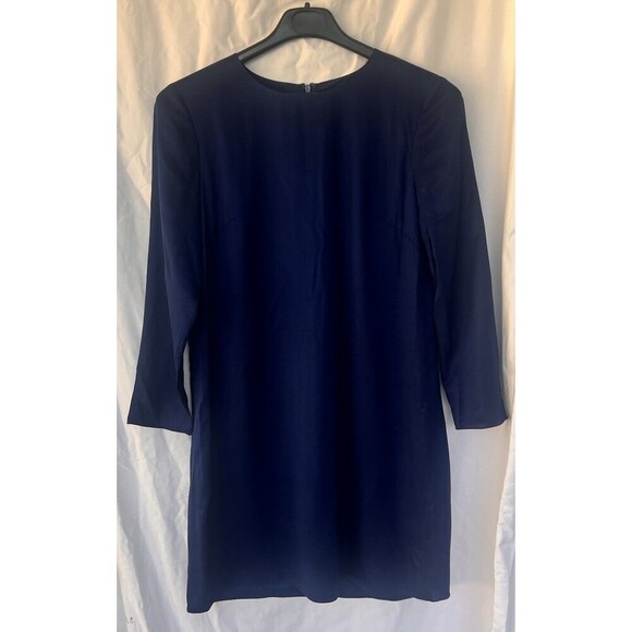 Theory Women's Dark Cobalt Silk Shift Dress Size 6 Career Office Quiet Luxury - Picture 1 of 6